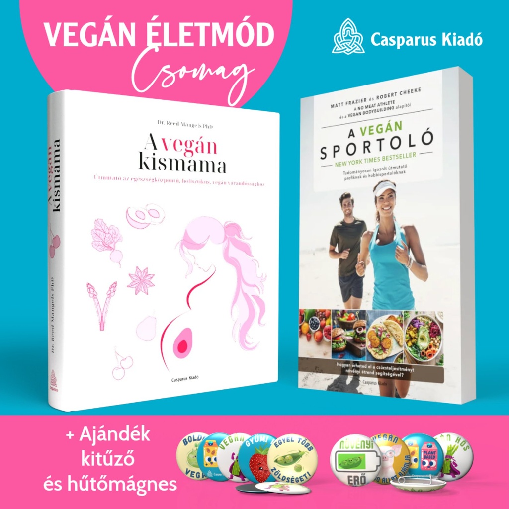 Vegán életmód csomag ajándék kitűzővel és hűtőmágnessel